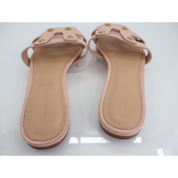 Veronica Beard Women's Via Leather Slide Sandals Size 7 Pink Gold Slip On Flats - Picture 8 of 11